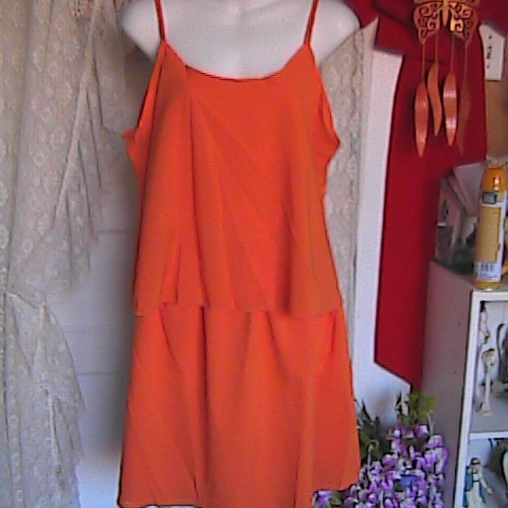 Orange 2 Pc Chiffon Skirt Suit Summer Attire (#1)